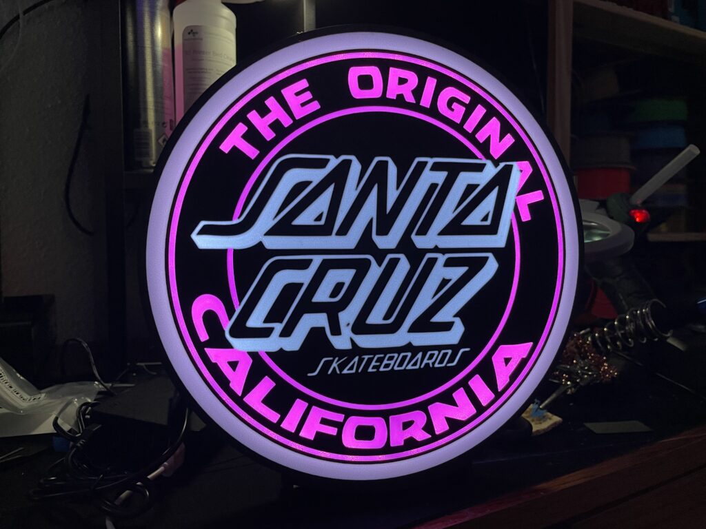 Lampe LED personnalisée avec le thème Santa Cruz Californie et paysage lumineux