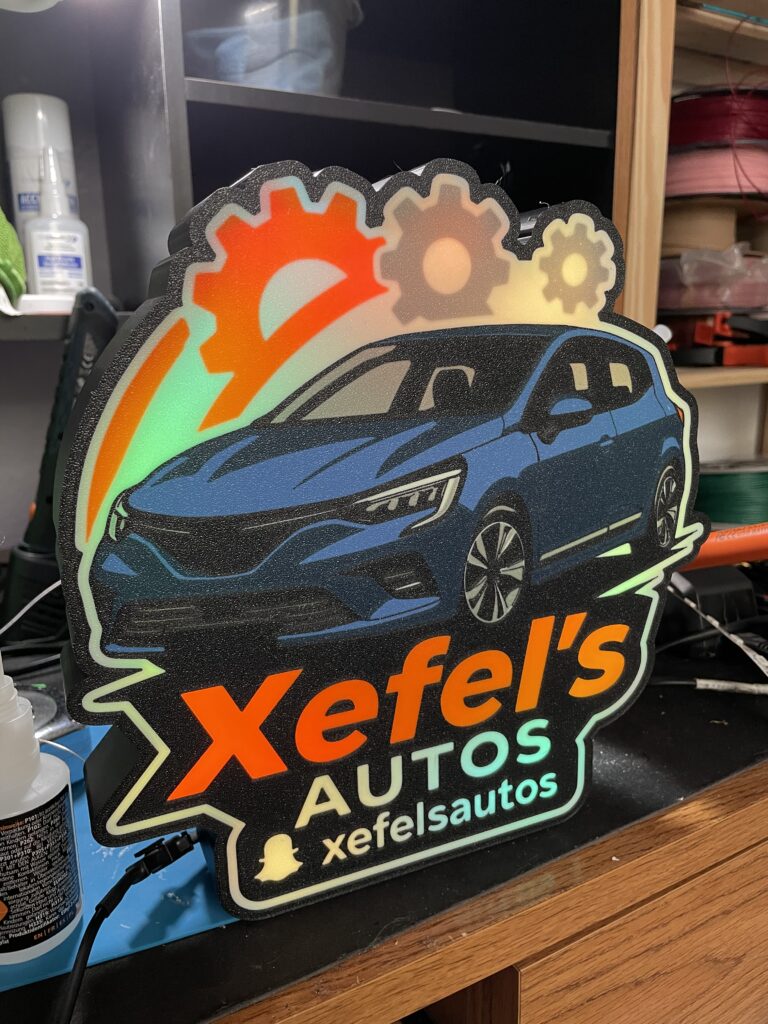 Lampe LED personnalisée pour vendeur auto avec logo et message lumineux