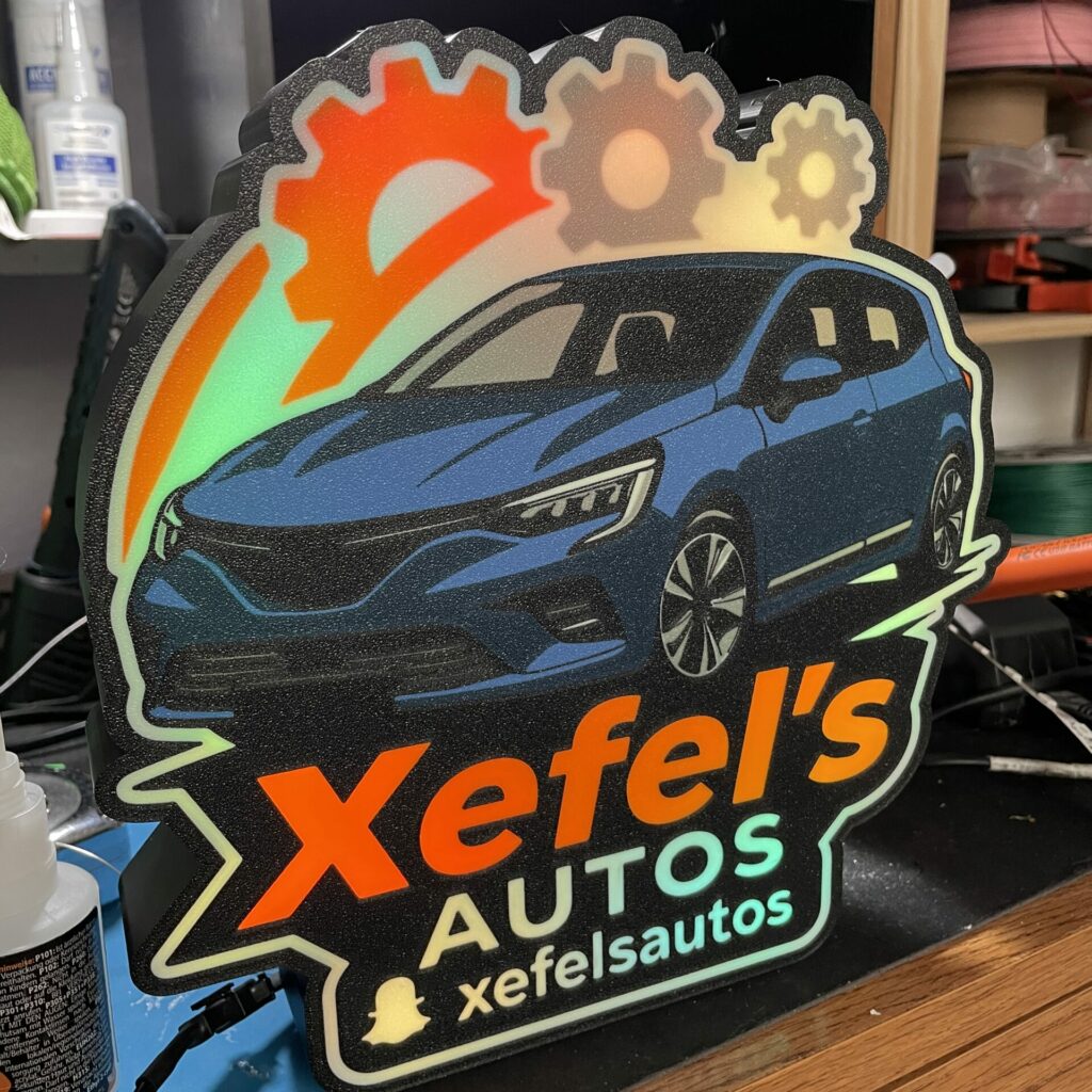Lampe LED personnalisée pour vendeur auto avec logo et message lumineux