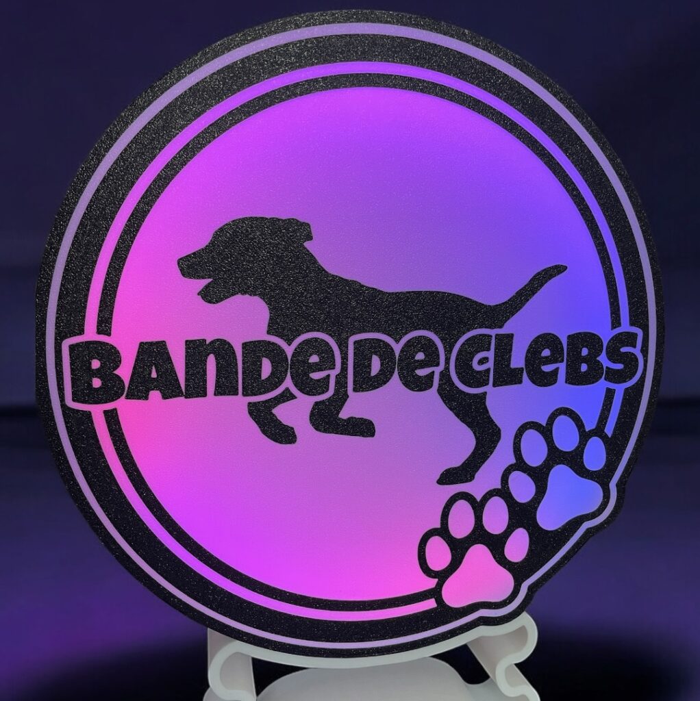 Lampe LED personnalisée pour association de chiens avec logo et message lumineux
