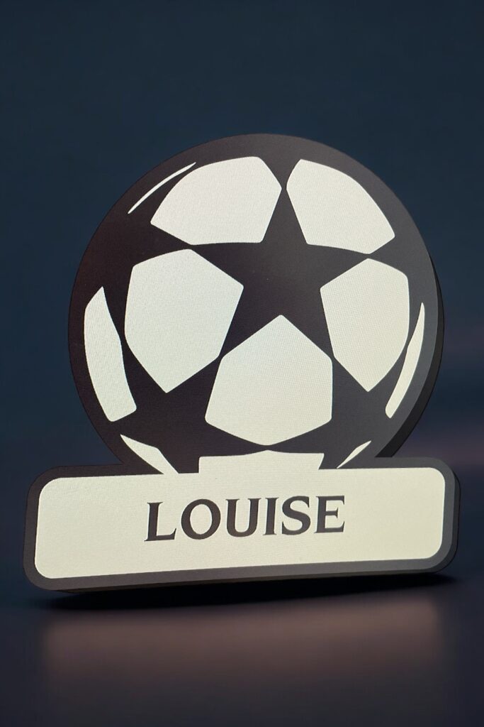 Lampe LED personnalisée avec ballon Ligue des Champions et prénom